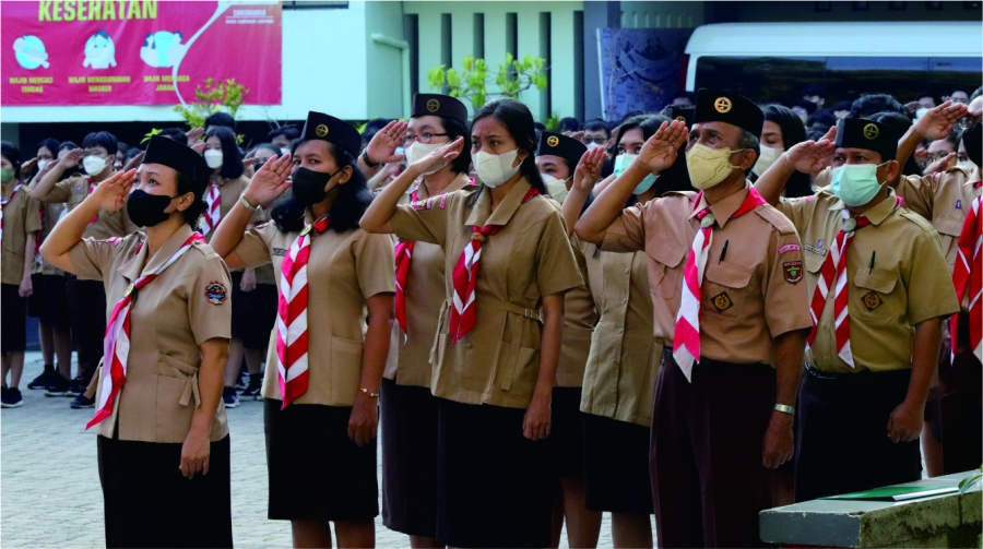 Upacara Peringatan Hari Pramuka Ke-61 SMP dan SMA Xaverius Bandar Lampung